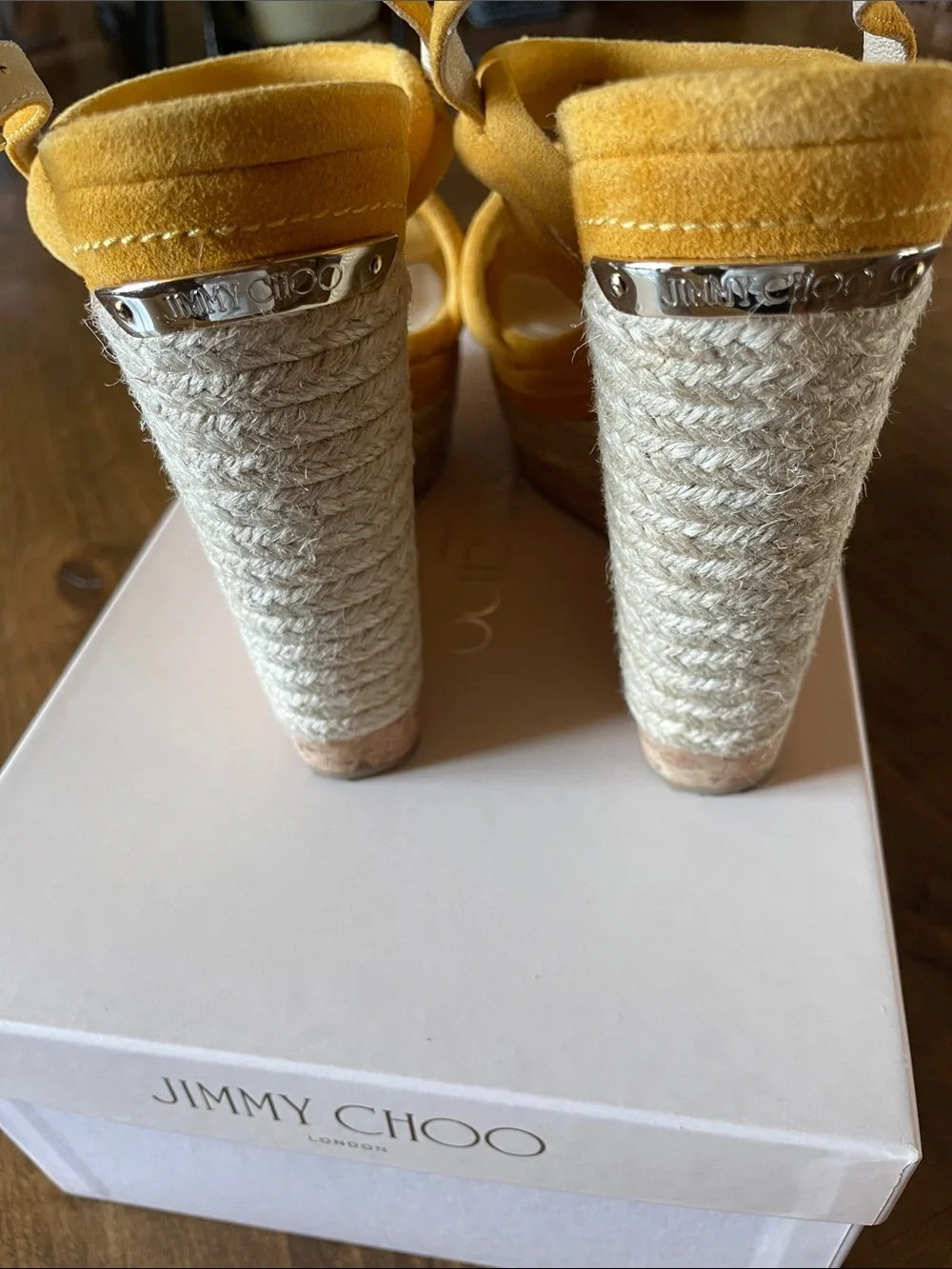 JIMMY CHOO Yellow Nadym Nomad Suede Espadrille Sandals 36.5